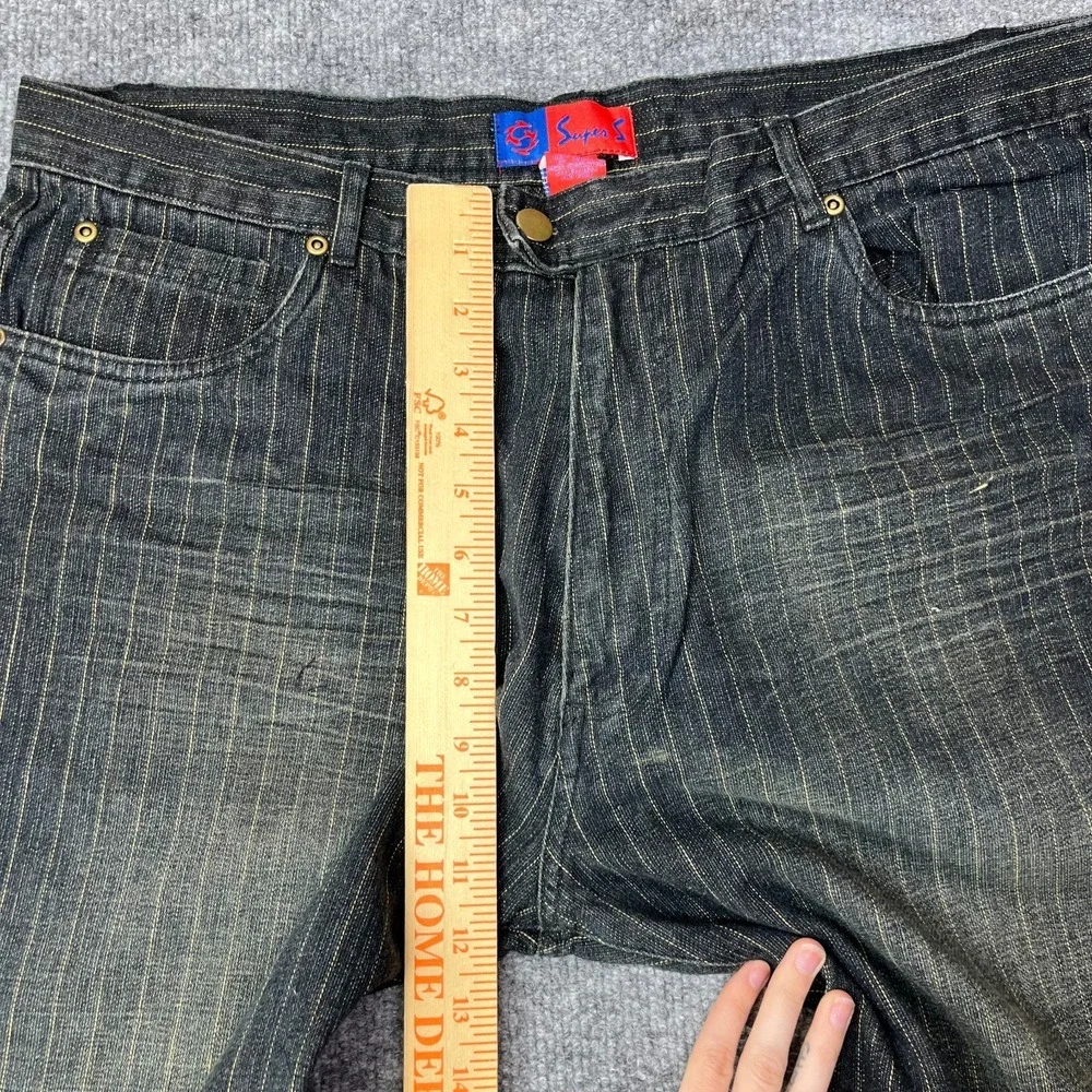 VTG Deadstock Y2K‎ Super S Jeans Men's Denim Hickory Pinstripe Classic - 37X33.5